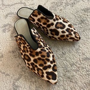 1. State Leopard Print, Cow Hair Flats - Slides